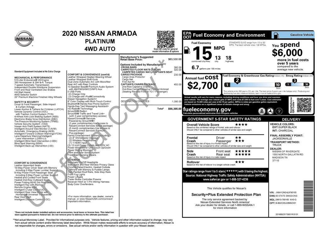2020 Nissan Armada Platinum Blue Certified 4WD Near Milwaukee WI