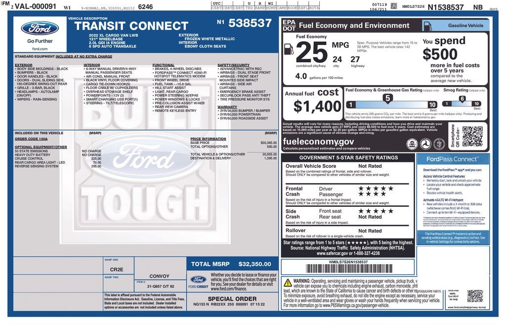2022 Ford Transit Connect XL Blue Certified Near Milwaukee WI