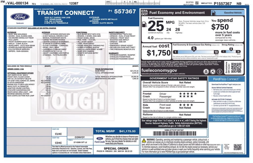 2023 Ford Transit Connect XLT Blue Certified Near Milwaukee WI