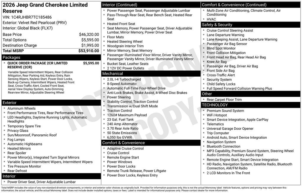 2026 Jeep Grand Cherokee Limited Reserve Certified 4WD Near Madison WI