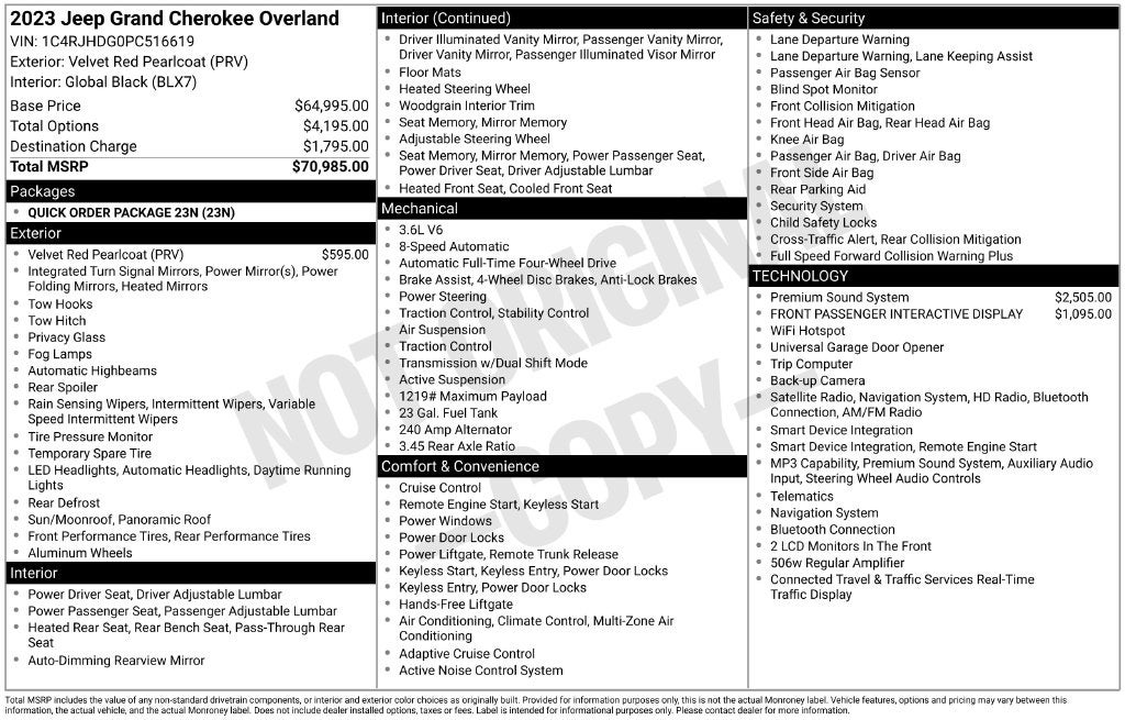 2023 Jeep Grand Cherokee Overland 4WD Near Madison WI