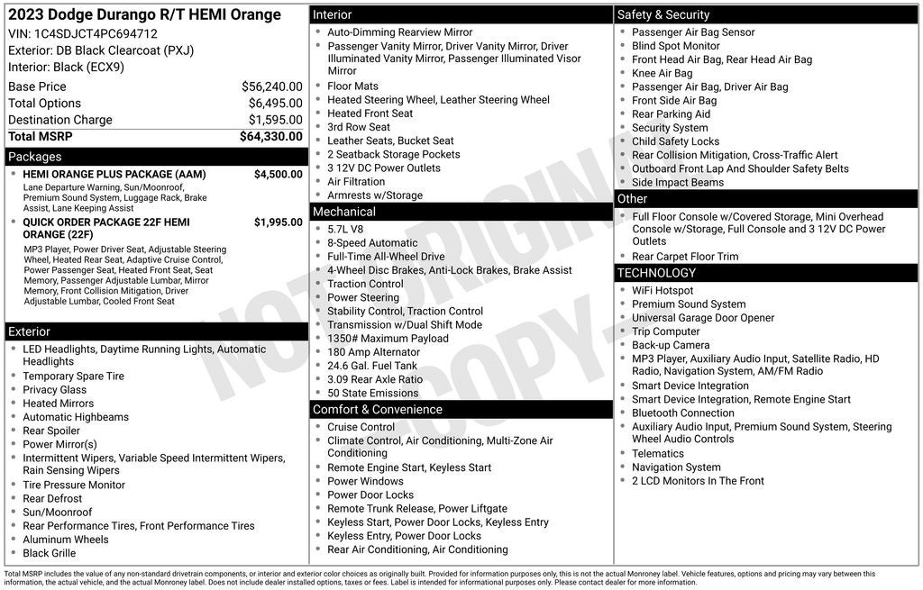 2023 Dodge Durango R/T Hemi Orange AWD Near Madison WI