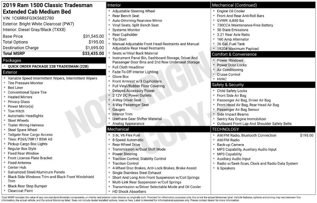 2019 RAM 1500 Classic Tradesman Near Madison WI
