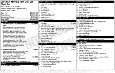 2026 RAM 1500 Big Horn/Lone Star 5.7L HEMI 4WD Near Madison WI