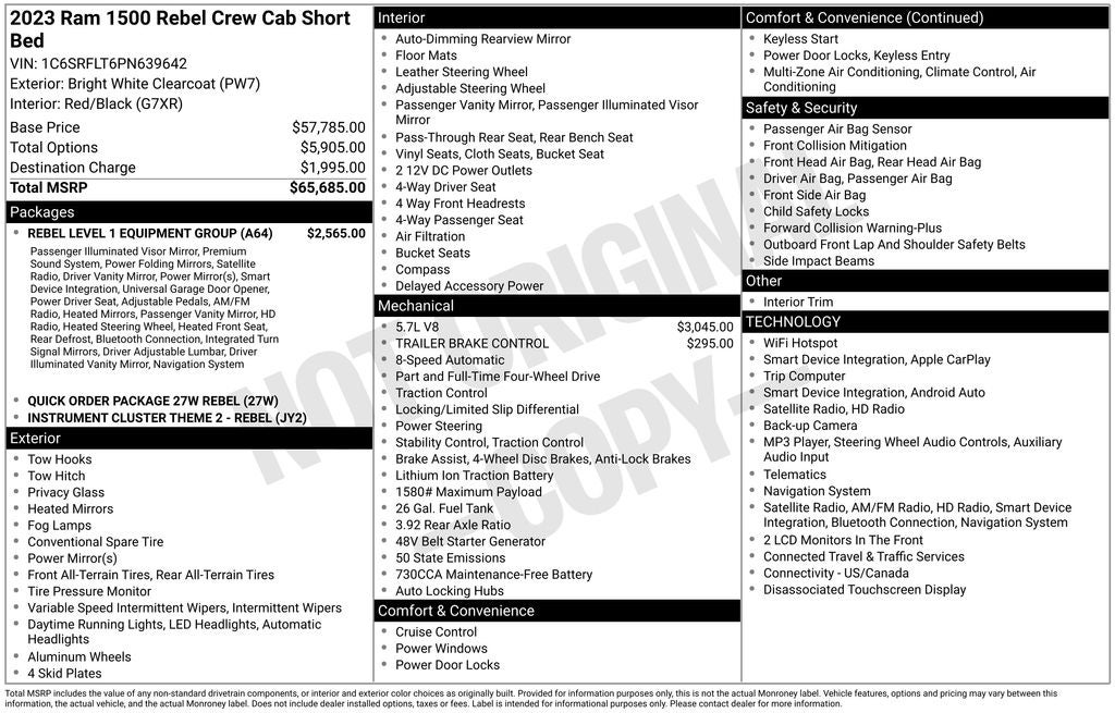 2023 RAM 1500 Rebel 5.7L Hemi 4WD Near Madison WI
