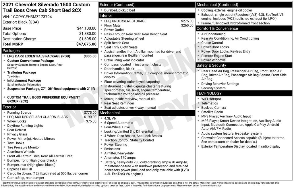 2021 Chevrolet Silverado 1500 Custom Trail Boss 4WD Near Madison WI