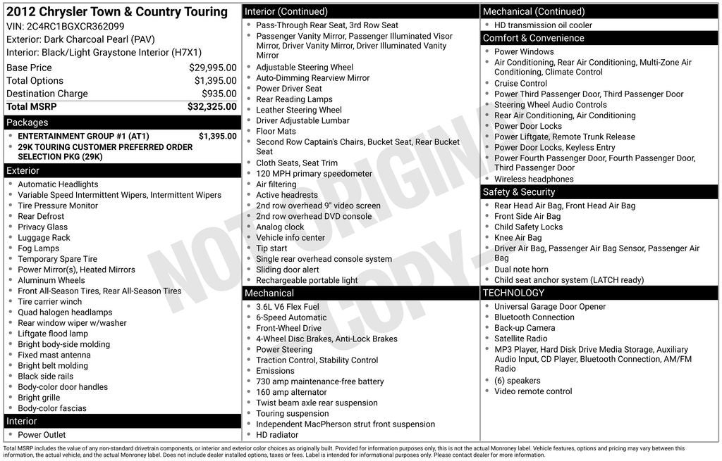 2012 Chrysler Town & Country Touring