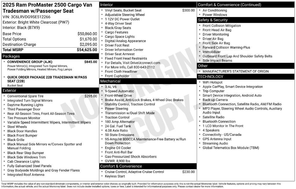 2025 RAM ProMaster 2500 High Roof Near Madison WI