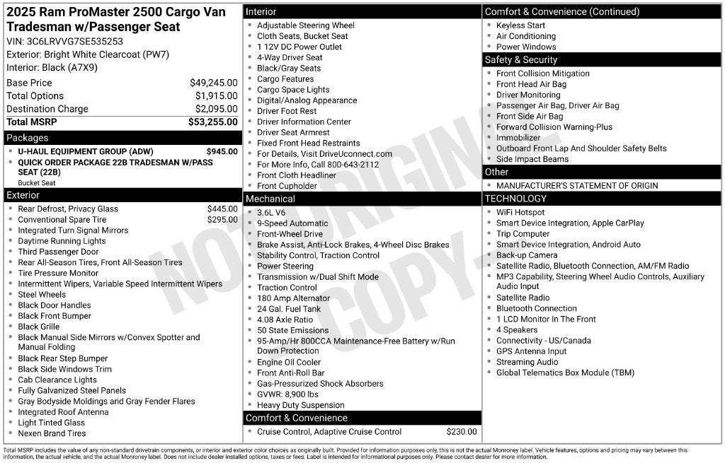 2025 RAM ProMaster 2500 Base Near Madison WI