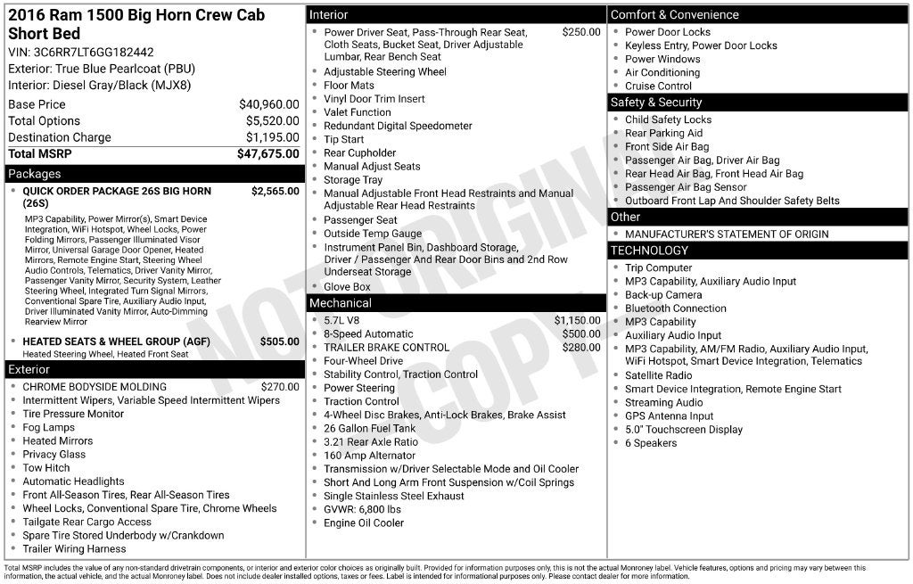2016 RAM 1500 Big Horn 4WD Near Madison WI