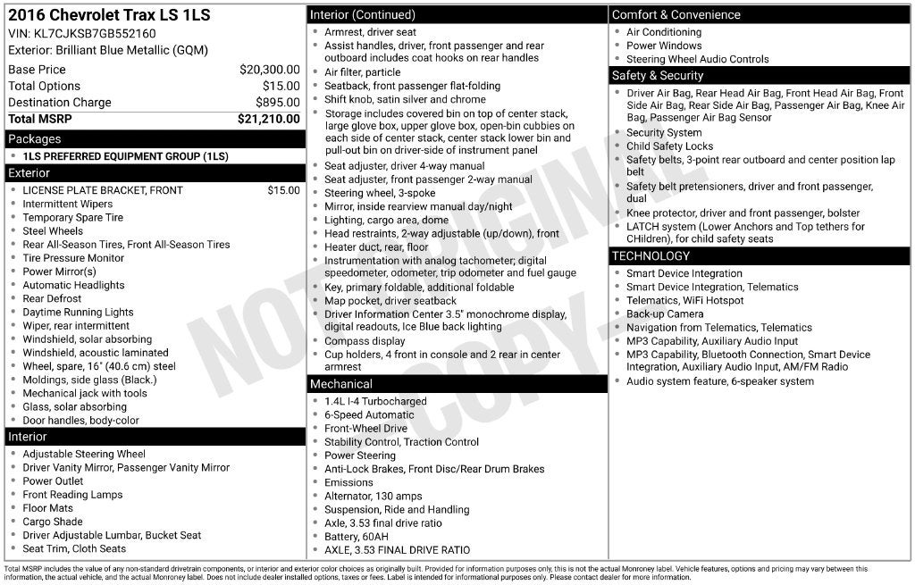 2016 Chevrolet Trax LS Near Madison WI