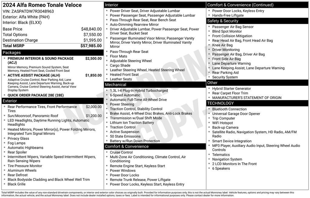2024 Alfa Romeo Tonale Veloce AWD Near Madison WI