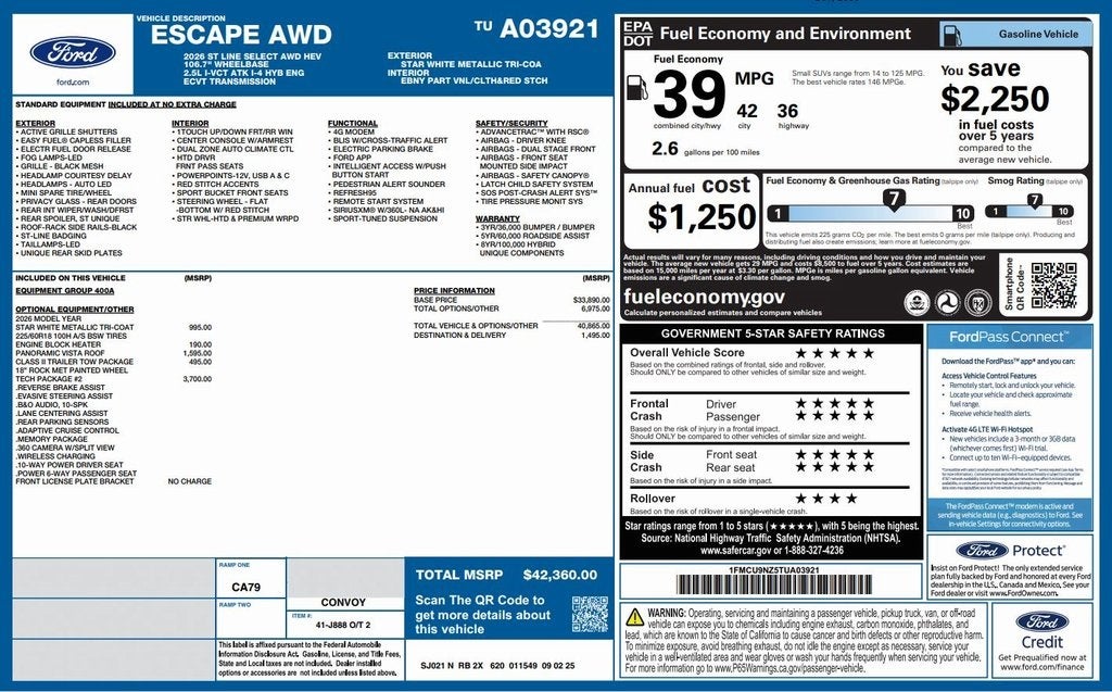2026 Ford Escape Hybrid ST-Line Select