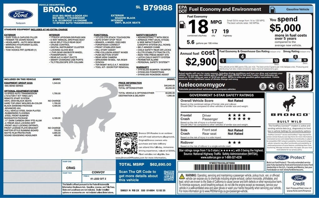 2025 Ford Bronco Big Bend Full Factory Matte Wrap