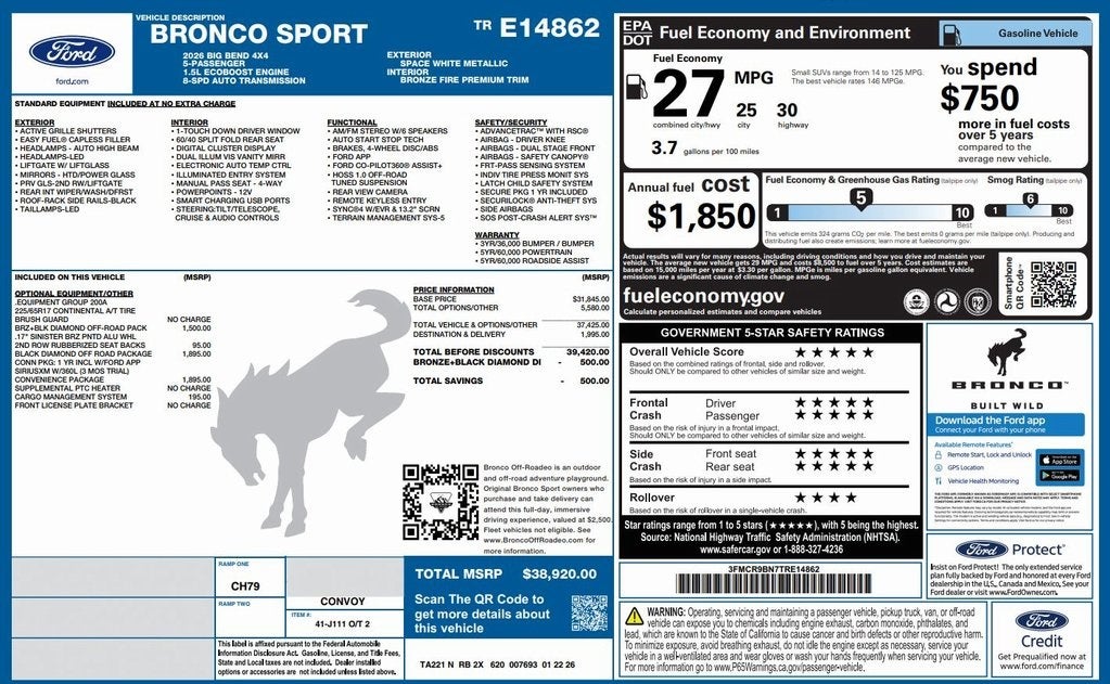 2026 Ford Bronco Sport Big Bend Bronze Appearance Pack